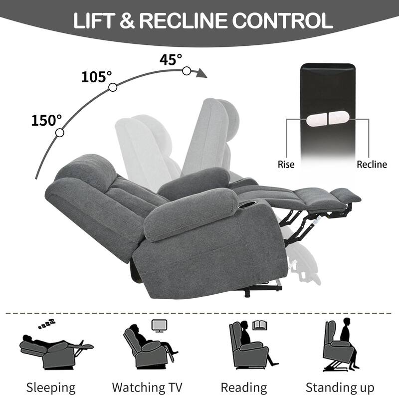 Power Lift Recliner Chair for Elderly, Classic Single Sofa,Home Theater Seat with 2 Cup Holders, Side Pockets, Remote Control