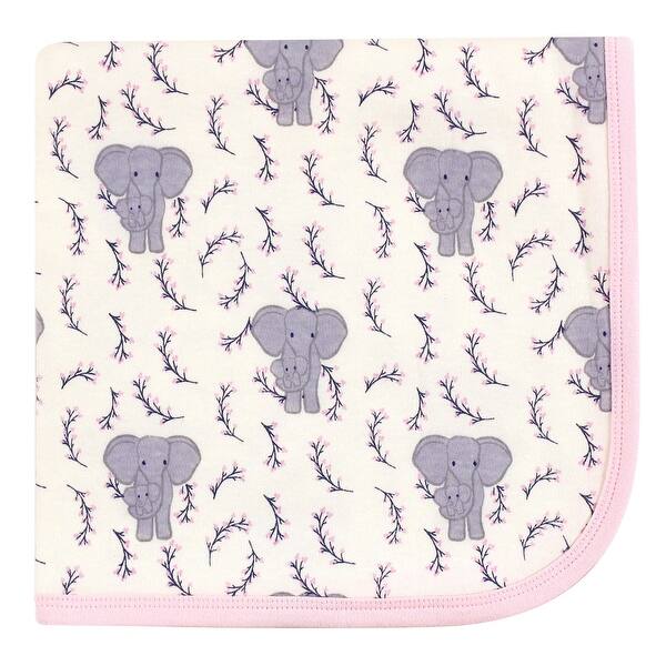slide 1 of 1, Touched by Nature Baby Girl Organic Cotton Swaddle, Receiving and Multi-purpose Blanket, Pink Elephant, One Size One Size - Pink Elephant