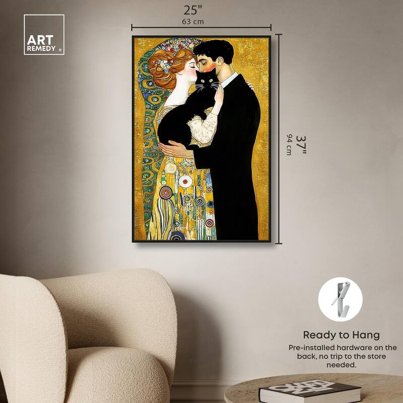 Kiss with Cat Canvas by Art Remedy