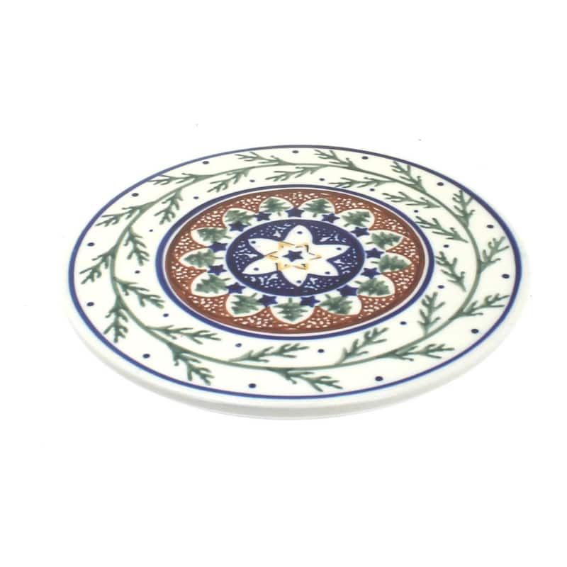 Blue Rose Polish Pottery 1012 Zaklady Trivet - Evergreen