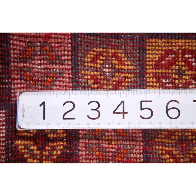 Checkered Gabbeh Persian Vintage Runner Rug Handmade Wool Carpet - 2'1"x 4'9"