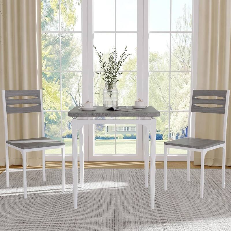 Dining Table Set for 2 with Spiral Table Legs for Small Spaces Kitchen Apartment - Grey