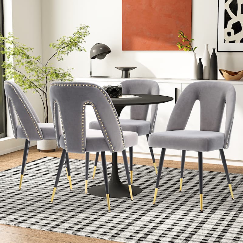 Modern Velvet Upholstered Dining Chairs Set of 6