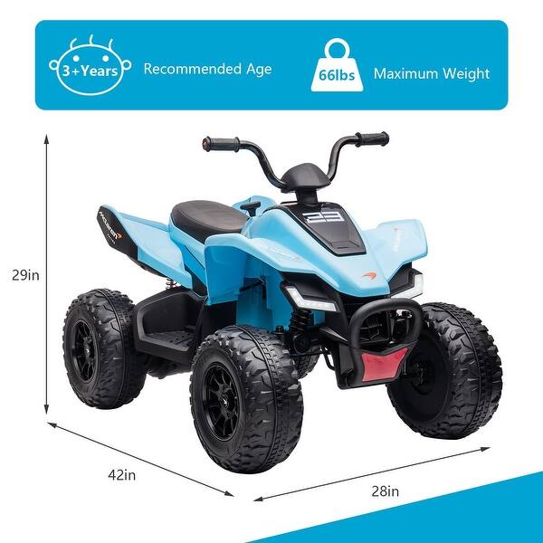 dimension image slide 0 of 2, Officially Licensed Mc-Laren Ride on Car, 24V Battery Powered, 4-Wheeler Quad Car Toy ATV for 3-8yrs