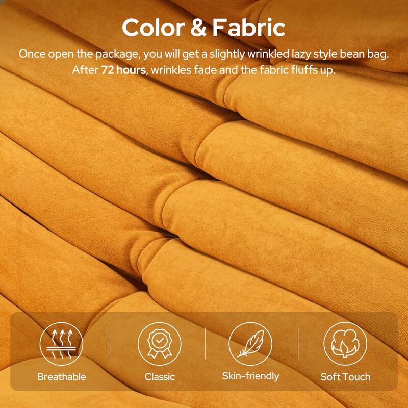 Armless Bean Bag Chair ,Upgraded Foam Support, Soft Upholstered Lounge Seating