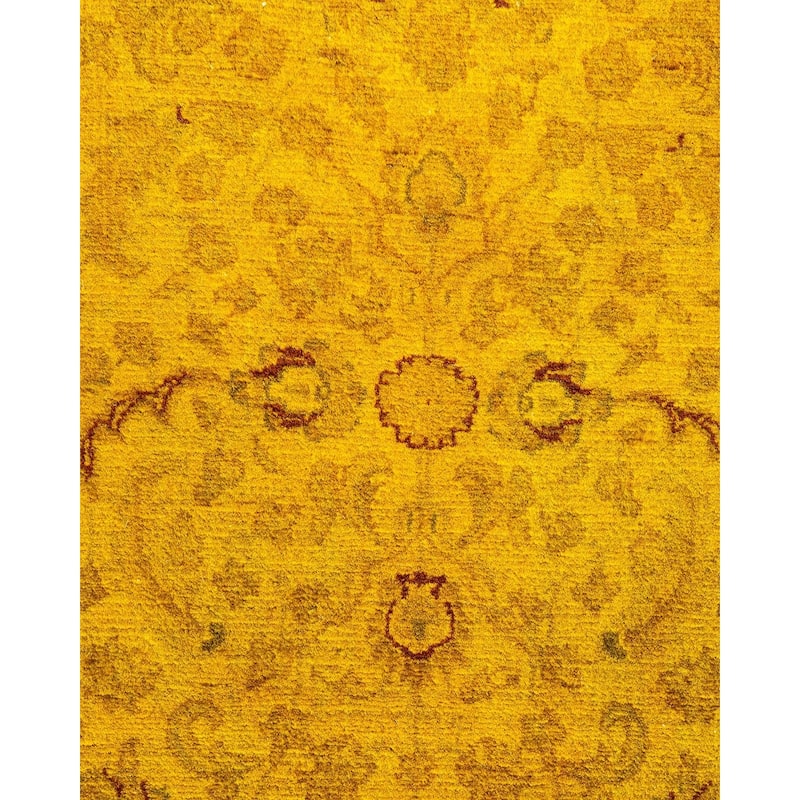 Overton Hand Knotted Wool Vintage Inspired Modern Contemporary Overdyed Yellow Area Rug - 3' 0" x 5' 0"