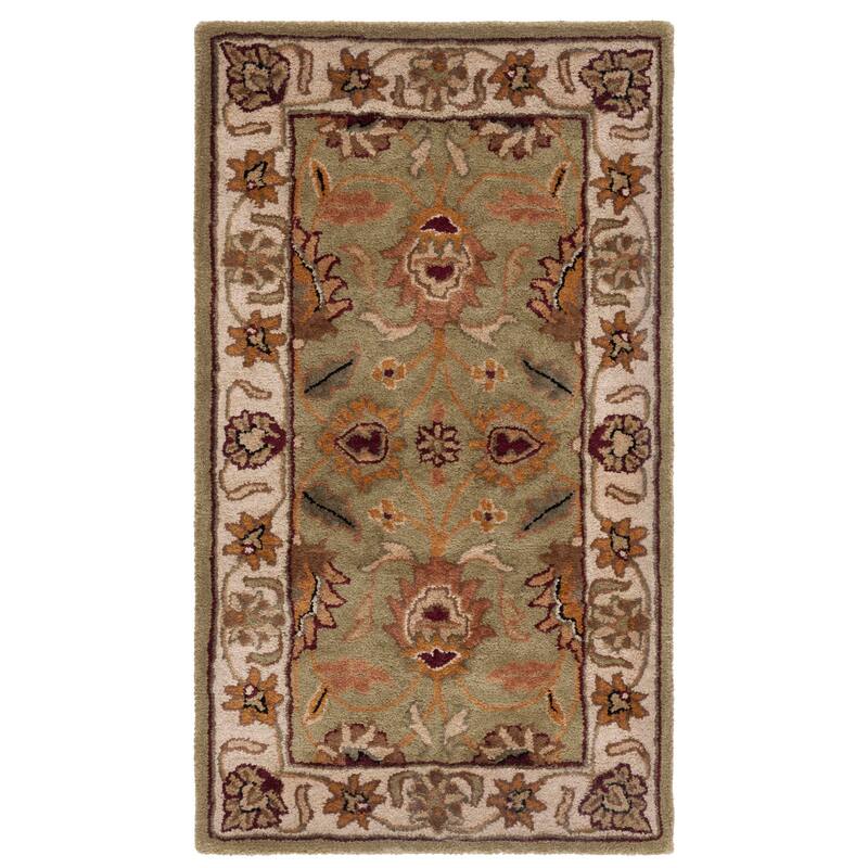 SAFAVIEH Handmade Classic Cheul Traditional Oriental Wool Rug - 2'3" x 4' - Green/Ivory