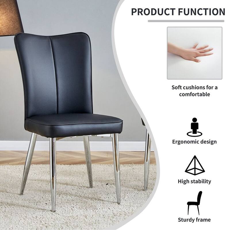 Modern PU Leather Minimalist Dining Chairs Set of 4