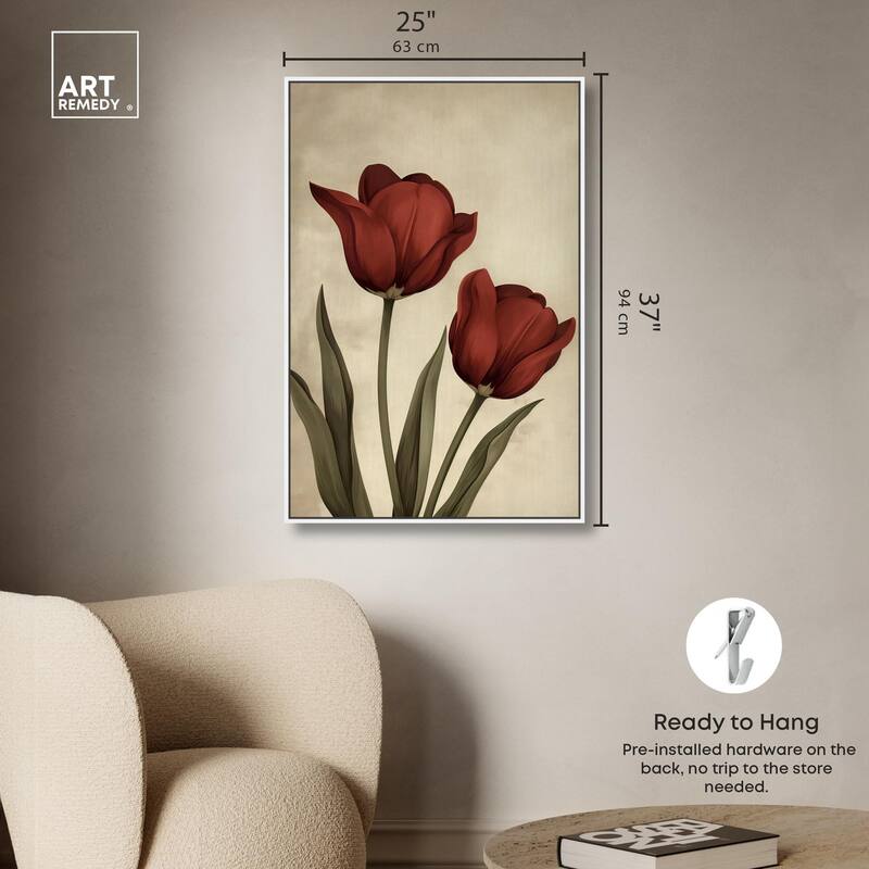 Deep Red Tulips Canvas by Art Remedy
