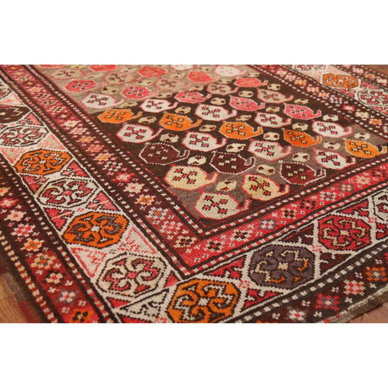 Pre-1900 Antique Vegetable Dye Kazak Runner Wool Carpet - 3'9" x 10'0"