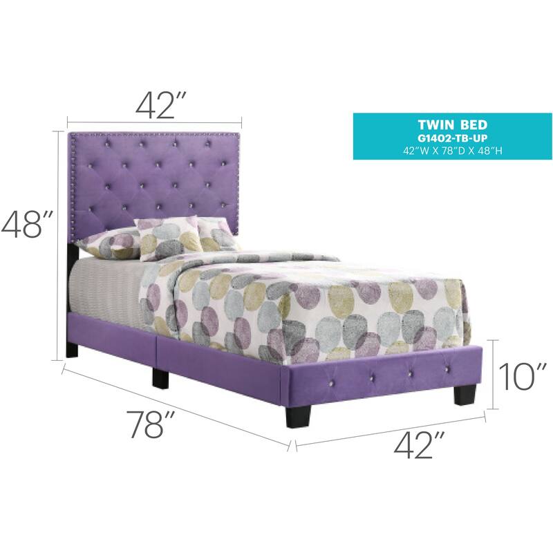 Purple Twin Bed with Playful Finish, Compact Frame and Durable Build for Kids' Rooms, Guest Spaces or Cozy Bedrooms