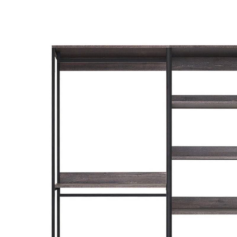 Gin Modular Closet System, 3 Hanging Rods, 8 Shelves, Black Metal