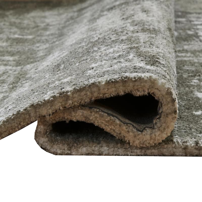 Monty 5 x 7 Area Rug, Abstract Pattern, Gray, Ivory Polyester, Cotton Back - 5 x 7