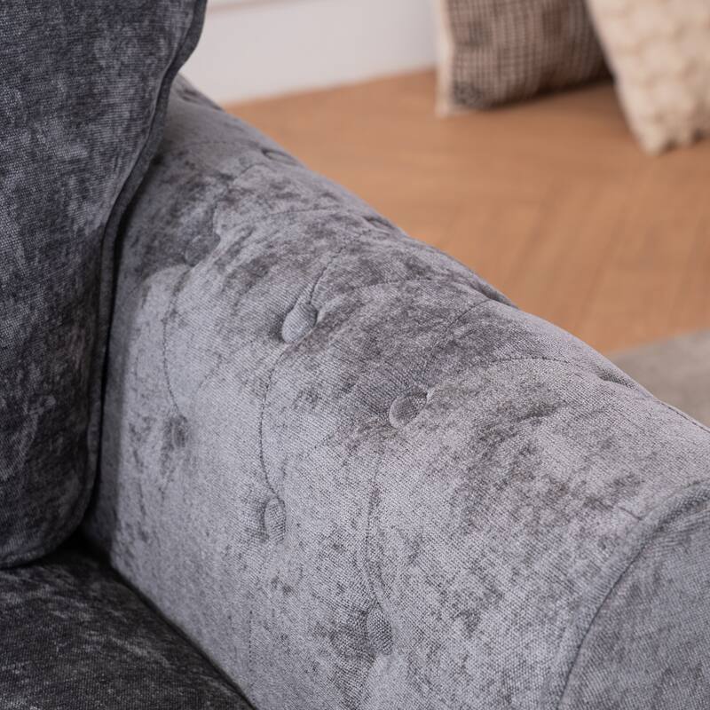 Anmytek Oversized Chenille Chaise Lounge Sofa Bed - Wide Seat Lazy Sleeper Reading Armchair