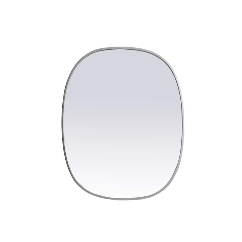 Indigo Home Metal Frame Oval Mirror 24x30 Inch - Silver