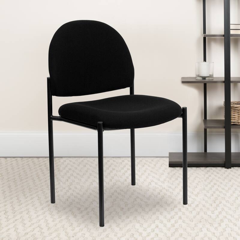 Comfort Stackable Steel Side Reception Chair - Black Fabric