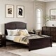 preview thumbnail 1 of 9, Farmhouse Wooden Platform Bed with Curled Design Headboard and Footboard Queen