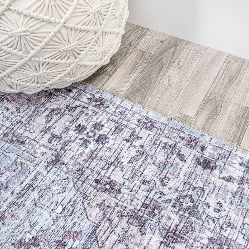 JONATHAN Y Alacati Boho Gray Medallion Machine Washable Area Rug