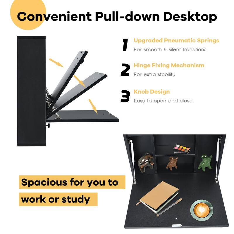 Costway Wall-Mount Floating Desk Foldable Space Saving Laptop - See details