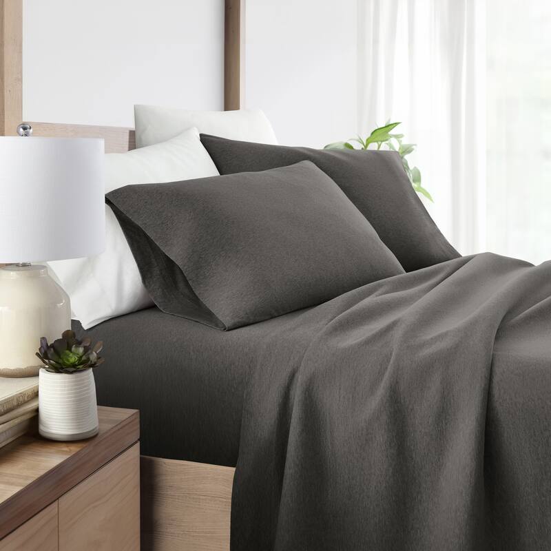 Ultra Soft 4 Piece Cotton Jersey Knit Sheet Set - Twin - Gray