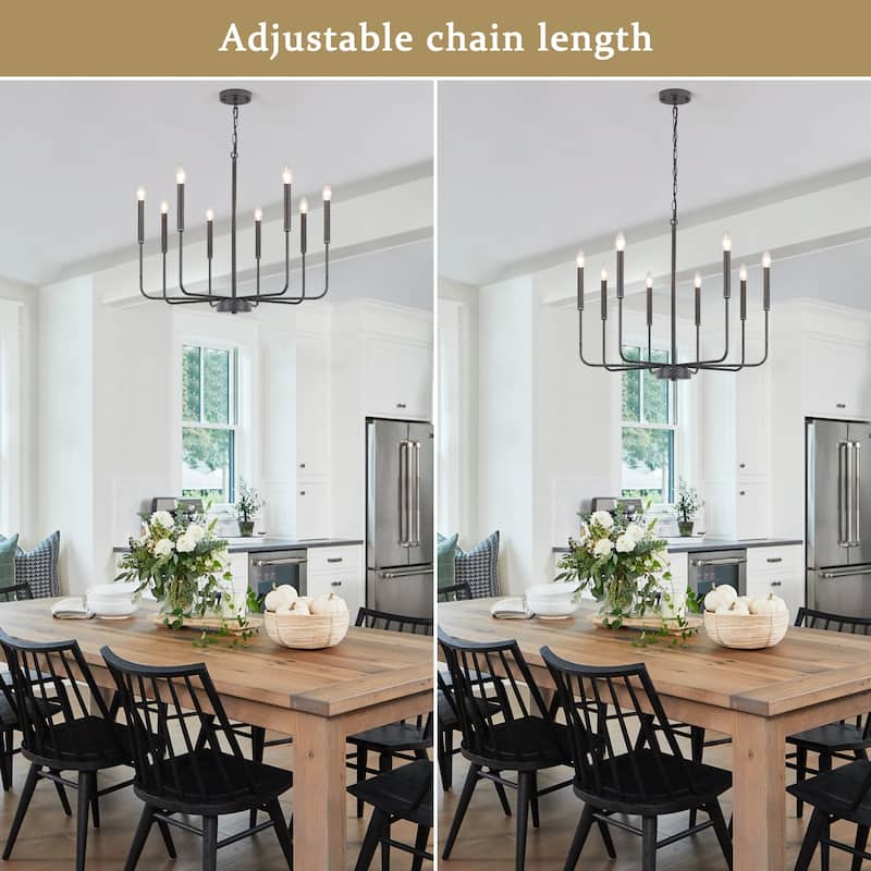 8-Light Farmhouse Traditional Candle Chandelier for Dining Room Bedroom Living Room