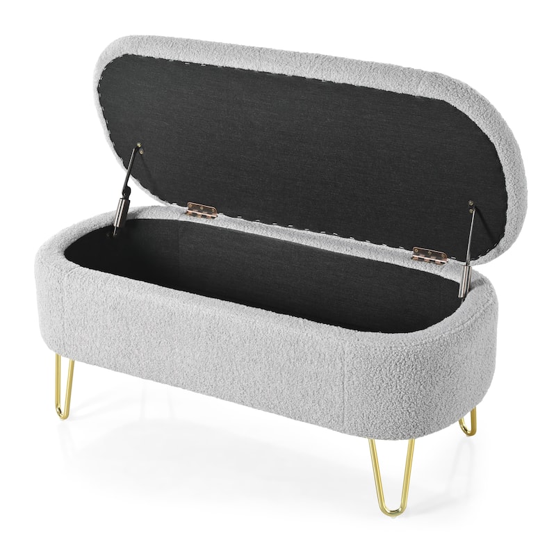 Fazi Oval Boucle Storage Ottoman Bench by Christopher Knight Home