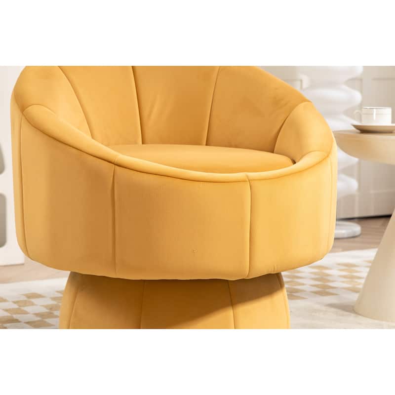 Modern 28.75" Velvet Upholstered 360° Swivel Accent Chair with Wood Frame and Waist Cushion
