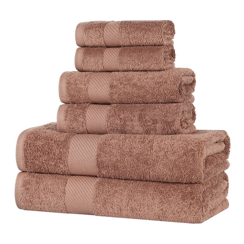 Superior Luxury Solid Highly Absorbent Egyptian Cotton 6 Piece Bath, Face, and Hand Towel Set