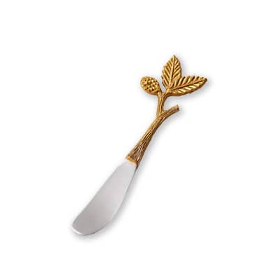 Botanica Brass Gold Cheese Knives Set - Elegant Cutlery Serving Utensils for Thanksgiving - Hand Wash Only - 6.5 in
