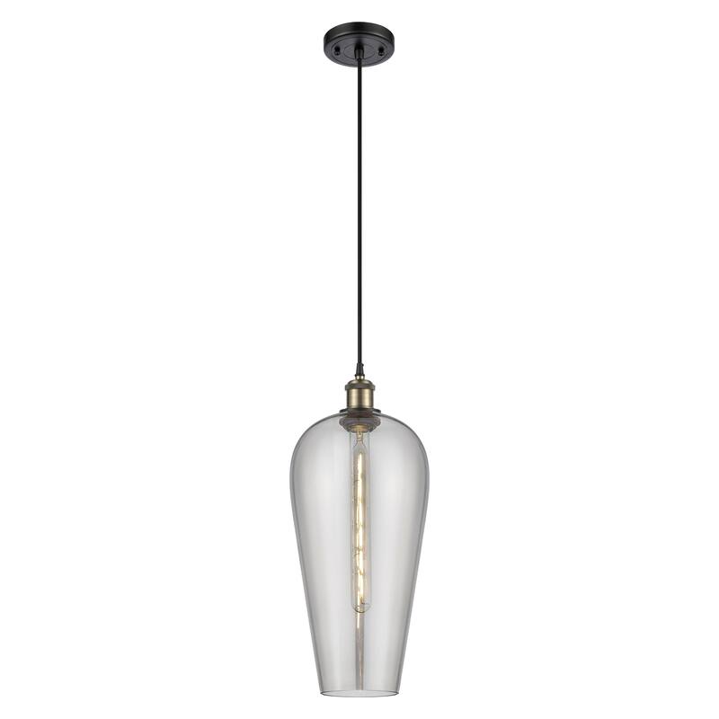 Innovations Lighting Endless Possibilities Ballston - Chelsea - 1 Light 8" Cord Hung Mini Pendant - Black Antique Brass/Light Smoke