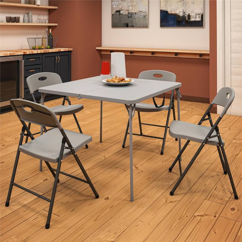 COSCO Solid Resin Plastic Indoor/Outdoor Plastic Folding Chair, 4-Pack