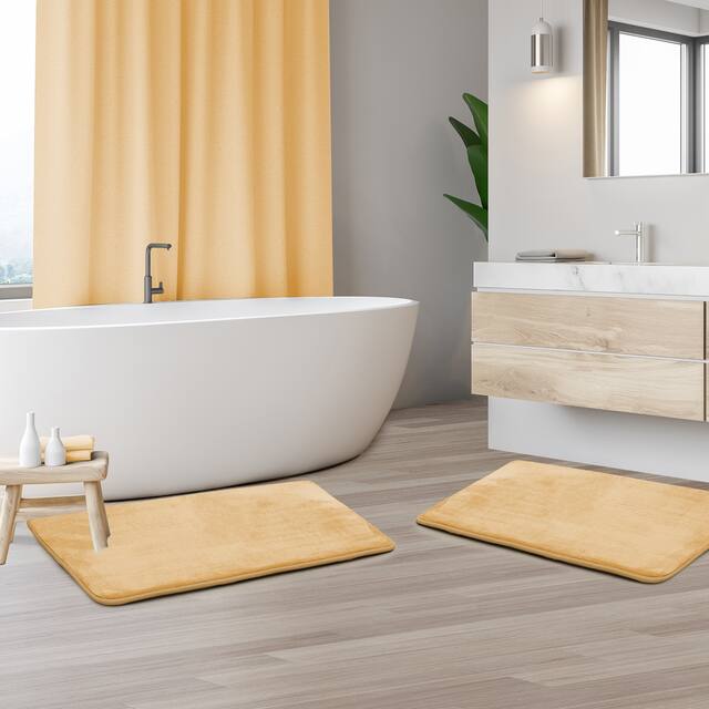 Clara Clark Ultra Soft Plush Bathroom Rug - Non-Slip, Velvet, Memory Foam Bath Mat - Set of 2