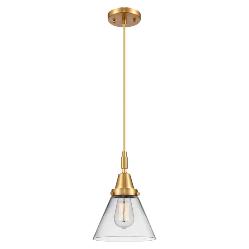 Innovations Lighting Downtown Urban - Caden Cone - 1 Light 8" Cord Hung Mini Pendant - Clear Shade/Satin Gold