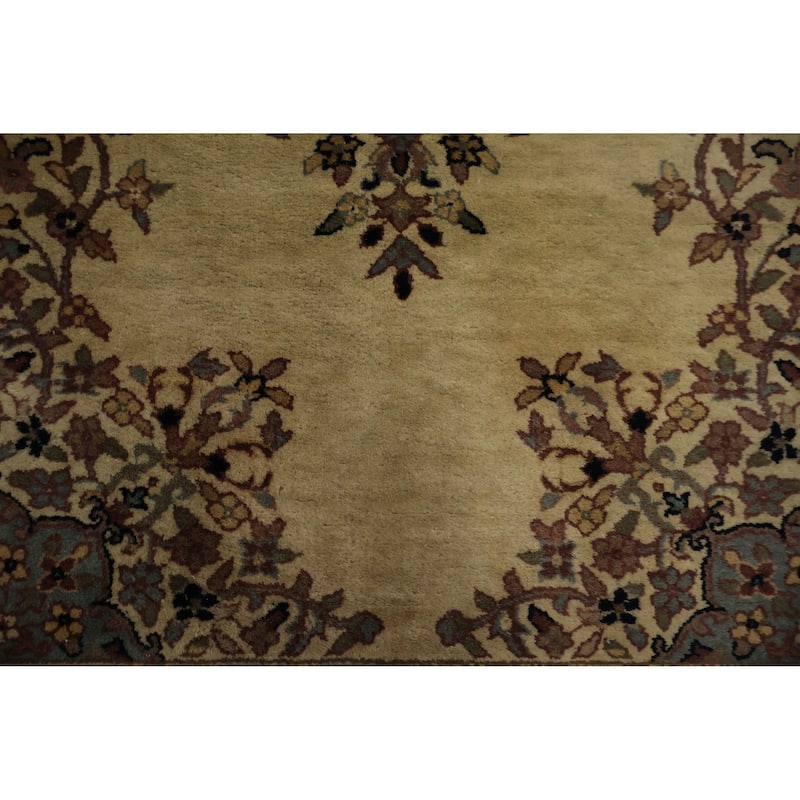 Hand Knotted Oriental 100% Wool Carpet Traditional Floral Beige & Ivories Peshawar Runner Rug - 8' 0'' X 2' 7''