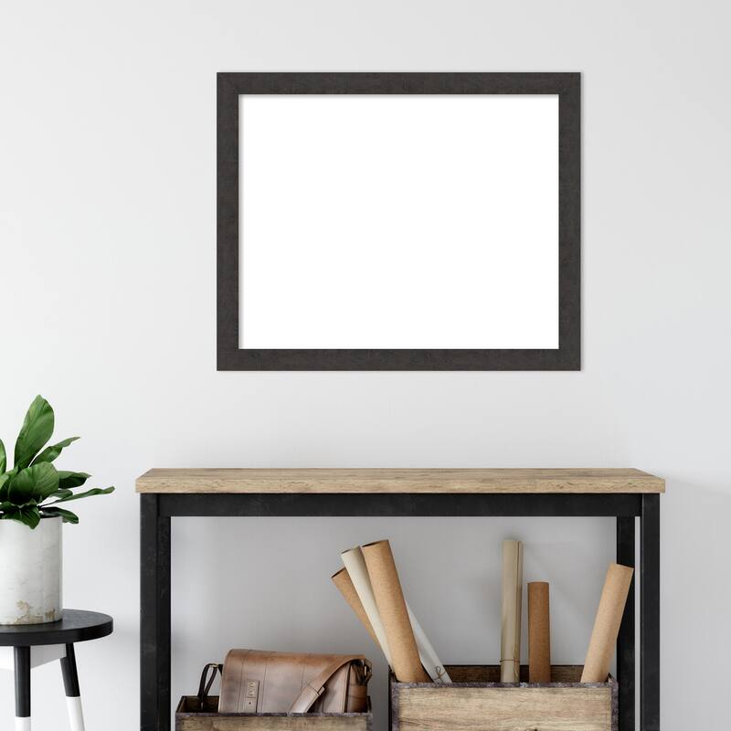 Amanti Art Rustic Plank Espresso Narrow Framed Dry Erase Magnetic Board