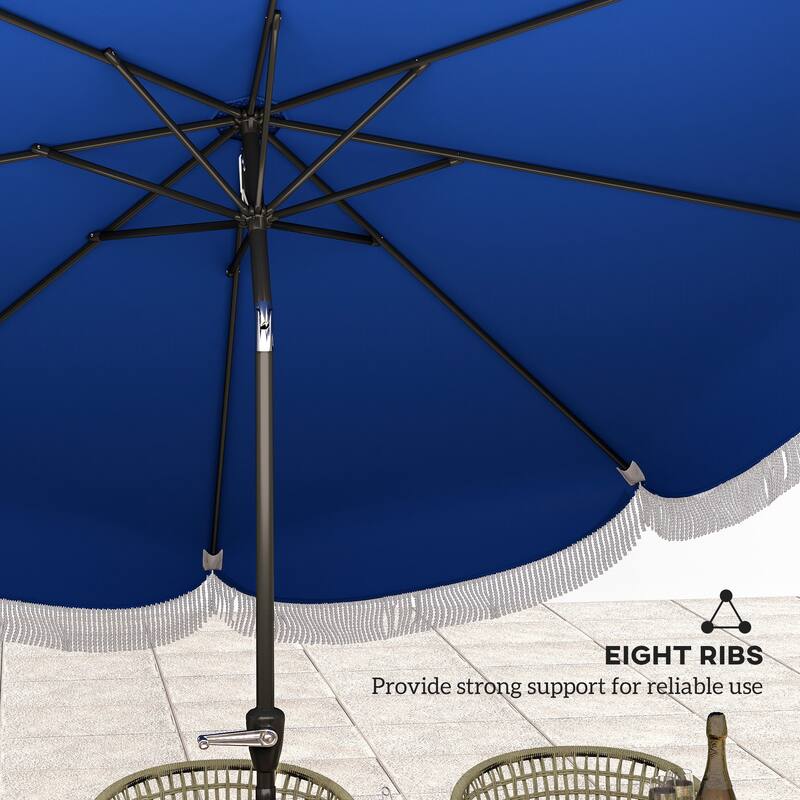 8.8 Foot Outdoor Patio Umbrella with UPF 30+ Tiltable Canopy Hand Crank Vented Top Eight Ribs - 8.8' x 7.8' H