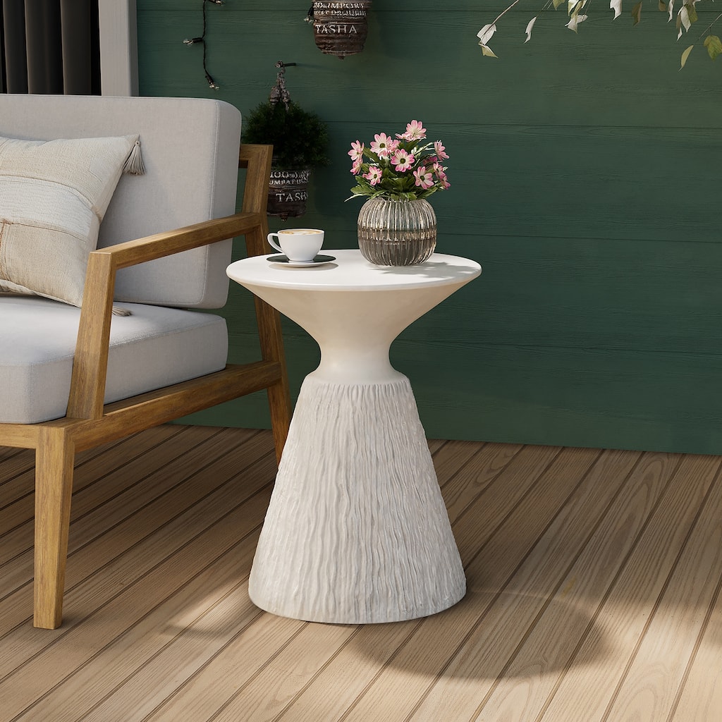 COSIEST Outdoor Patio Round Pedestal End Table, Side Table