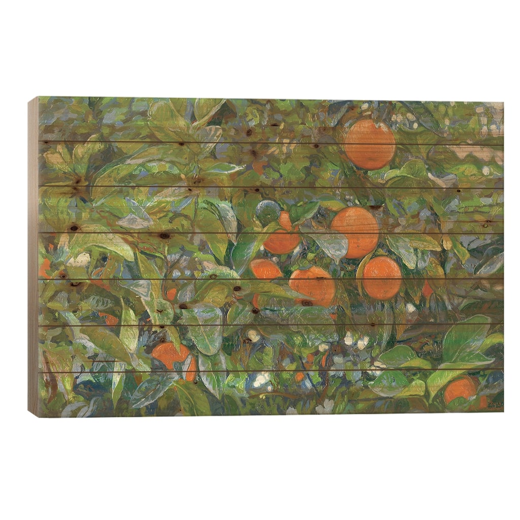 Oranges Print On Wood by Simon Kozhin - Multi-Color