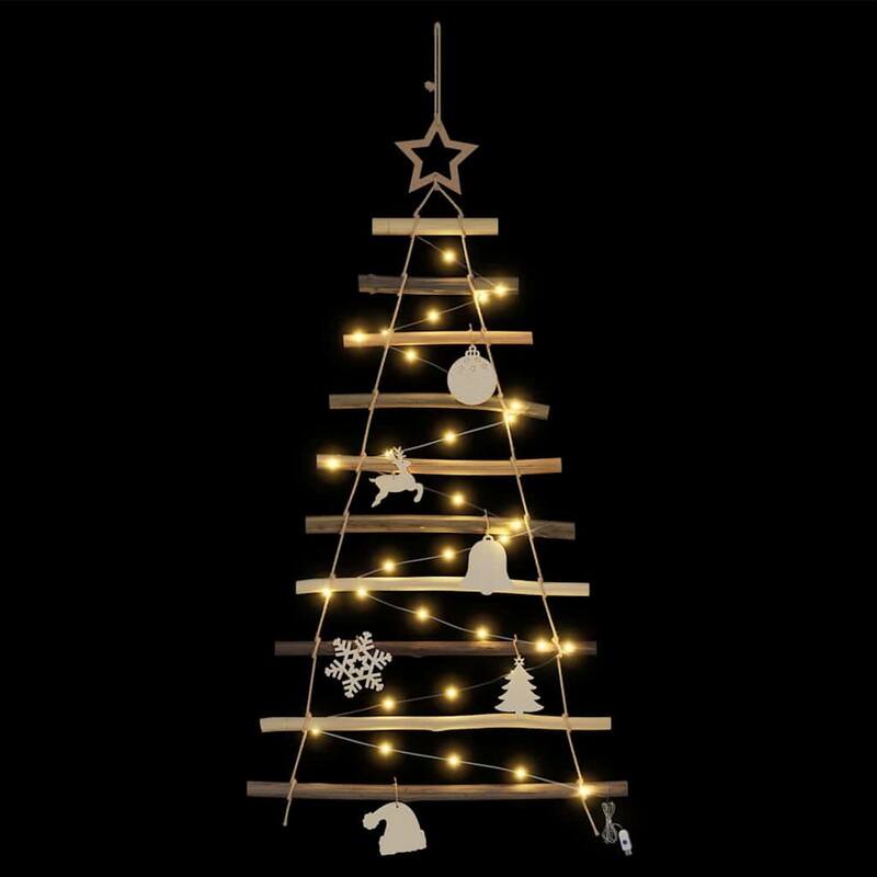 vidaXL Christmas Tree with LEDs Natural Solid Ash wood