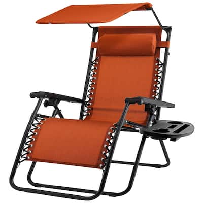 Steel Zero Gravity Outdoor Folding Reclining Patio Lounge Chair - 34 L x 27 W x 49 H (inches)