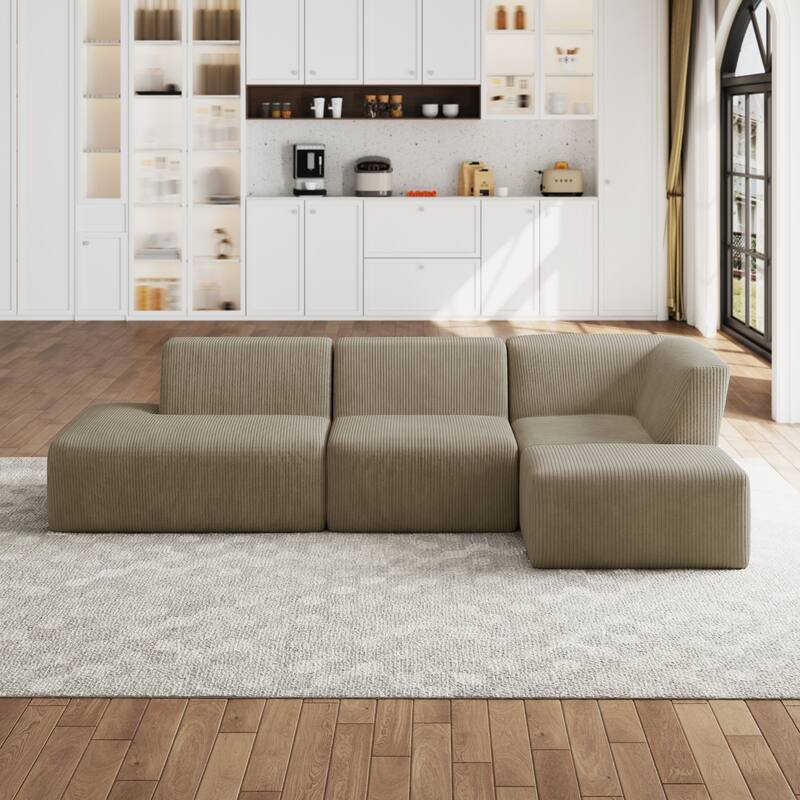 Oversized Corduroy Modular Sectional Fabric Sofa Set