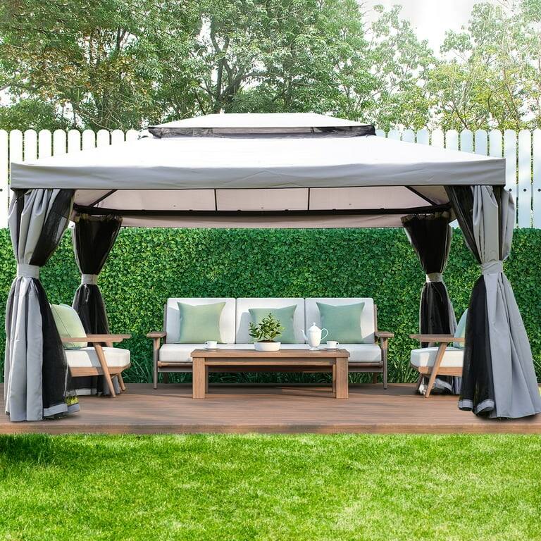 10x13 Ft Patio Gazebo,Outdoor Gazebo Canopy with Mosquito Netting and