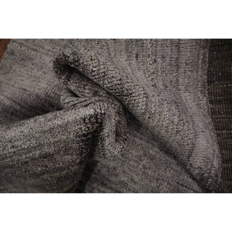 Hand Knotted Oriental 100% Wool Carpet Tribal Contemporary Greys & Charcoal Gabbeh Area Rug - 11' 3'' X 8' 5''
