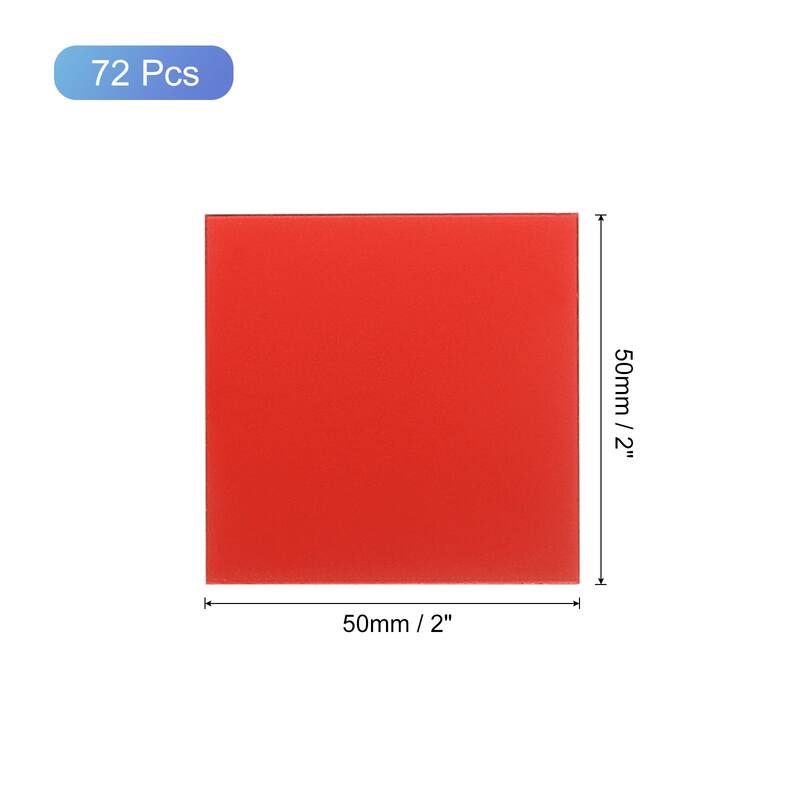 72Pcs Mosaic Mirror Tiles, Self-Adhesive Glass Stickers - Red - 50x50mm