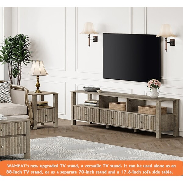 FITUEYES TV Stand for TVs Farmhouse Entertainment Center for 55 105 inch TV Console Table Wood TV Console Table