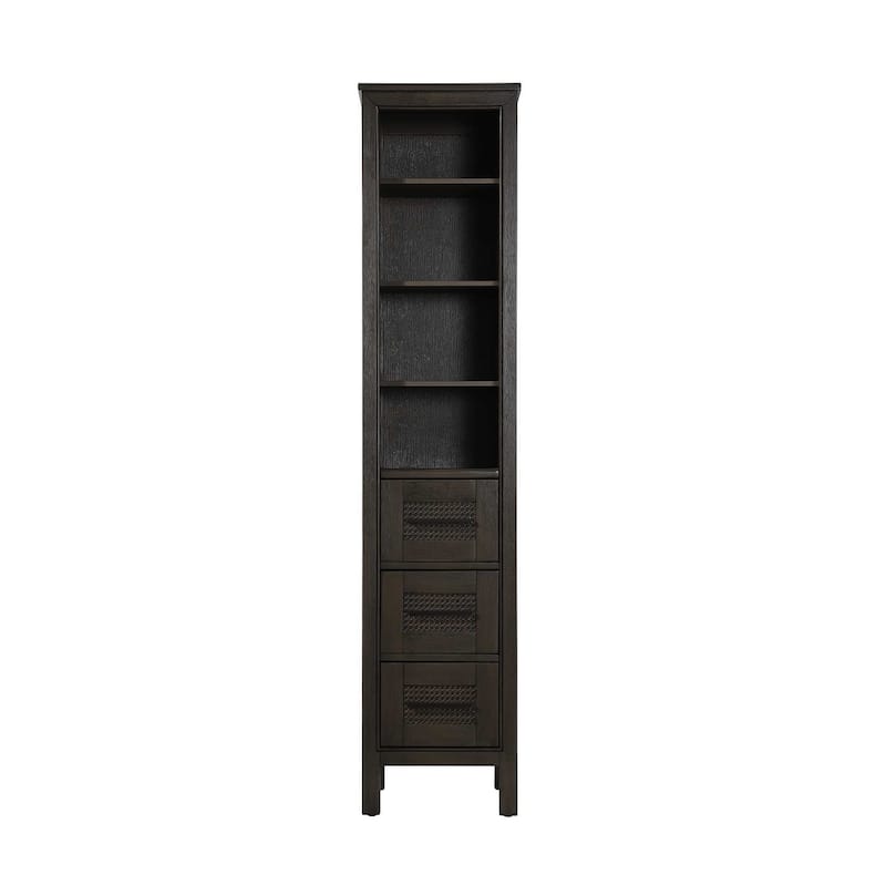 Winslow 16-28 Inch Open Shelving Bath Storage Cabinet - Chocolate Oak - 16"