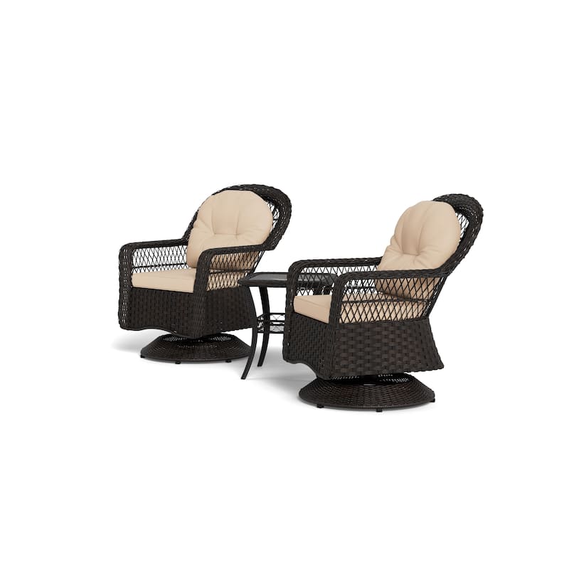 Biloxi Espresso Outdoor Wicker Swivel Glider Set (3-Piece)