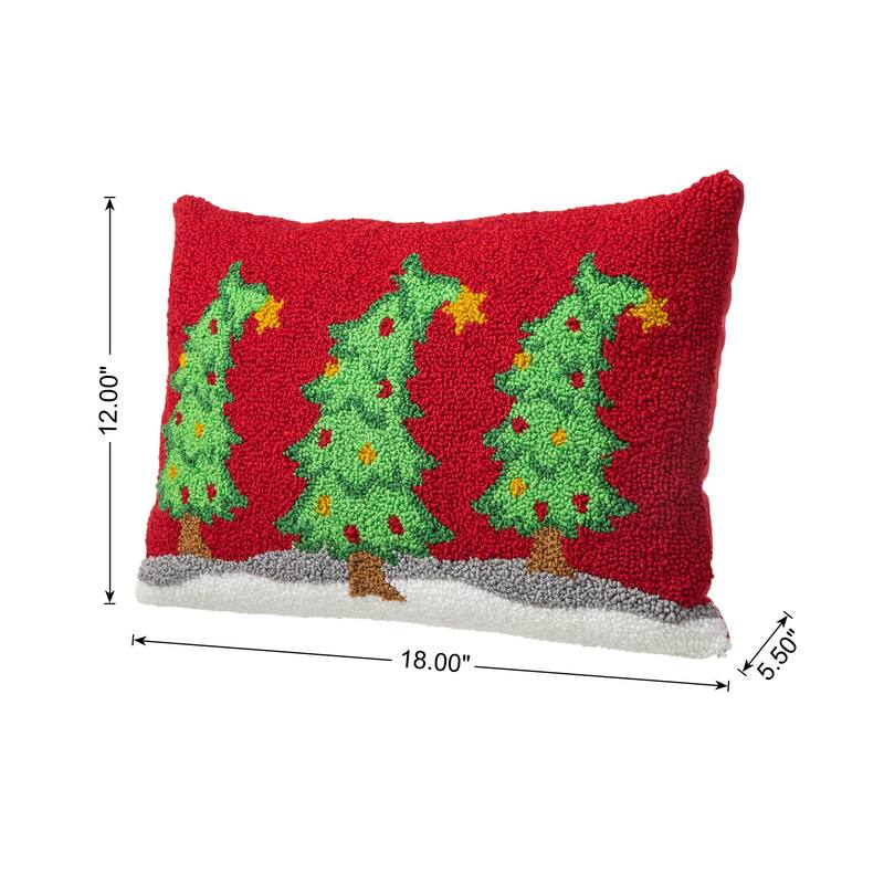 Glitzhome 18"L Hooked Bent Christmas Trees Throw Pillow