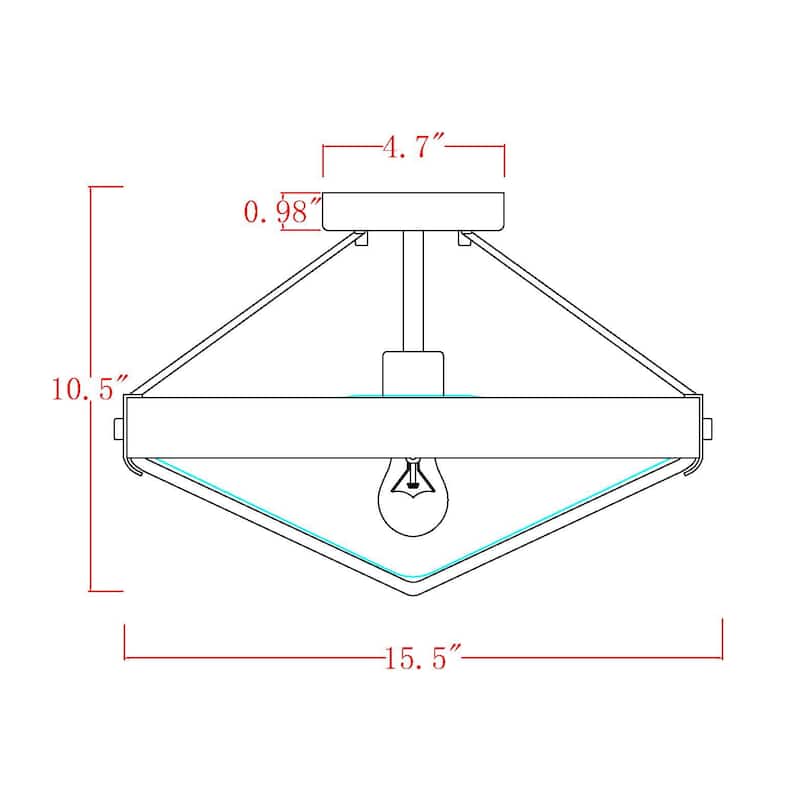 15" Geofric Matte Silver Wood Grain Finish Semi Flushmount Ceiling Lamp