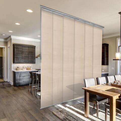 InStyleDesign Parchment 6-Panel Single Rail Panel Track / Room Divider / Blinds 48"-84"W x 91.4"H, Panel width 15.75"